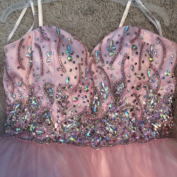 Baby Pink Sparky Homecoming Dress - Picture 2 of 5